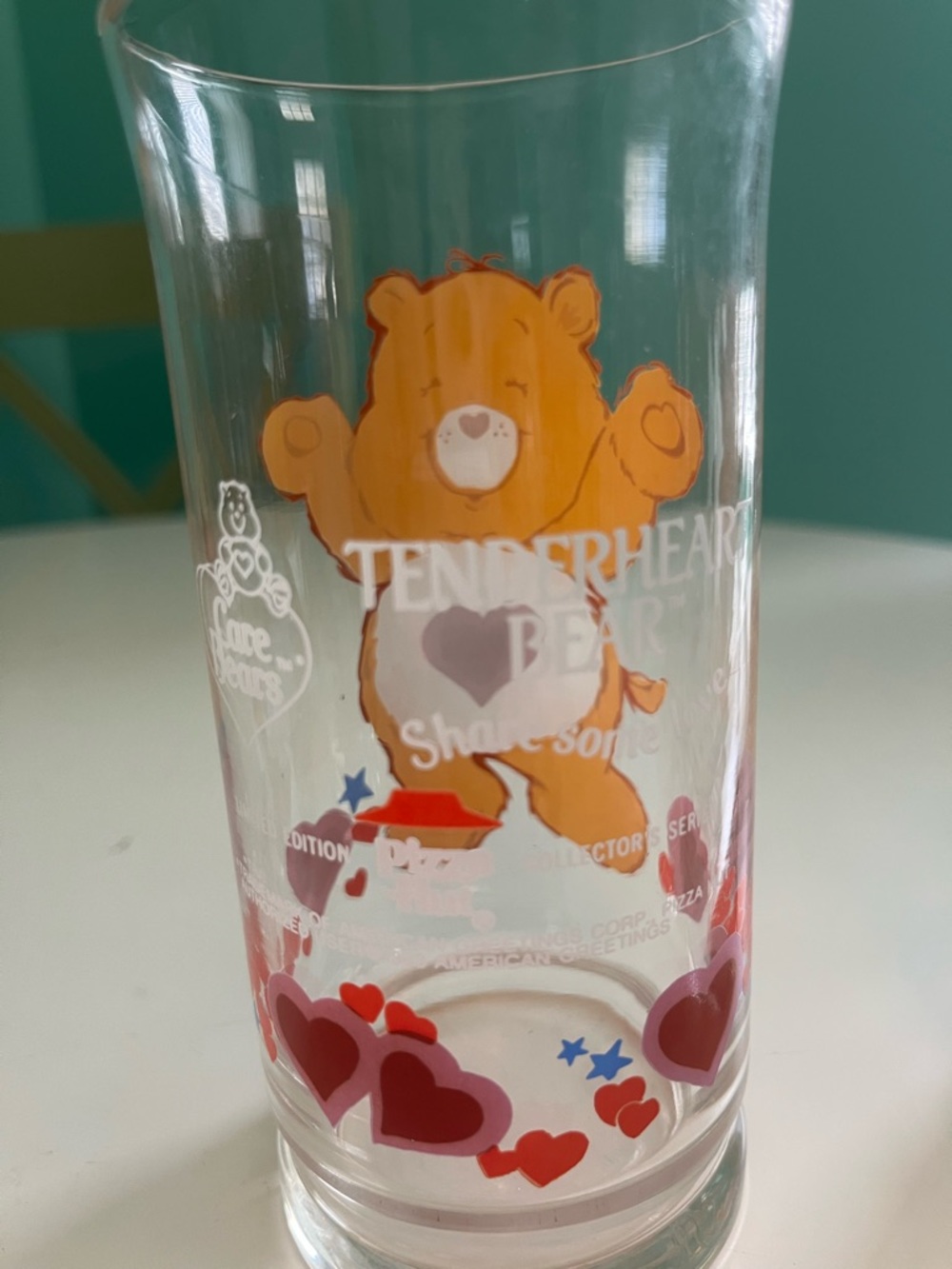 Care Bears 4 Piece Glass Set — Yellow, Blue, Orange, Pink Bears Pizza Hut - Picture 7 of 9